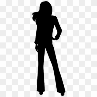 Female Casually Standing Of - Woman Silhouette Long Hair, HD Png Download