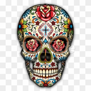 Sugar Skull With Roses - Calavera Dia De Muertos Tattoo, HD Png Download