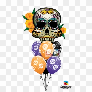 Qualatex Foil Shape Day Of The Dead Skull Balloon Bouquet, HD Png Download