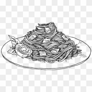 Drawn Pasta Doodle - Pasta Drawing Black And White, HD Png Download