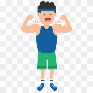 Man Showing Off Or Flexing Muscles Cartoon - Cartoon, HD Png Download