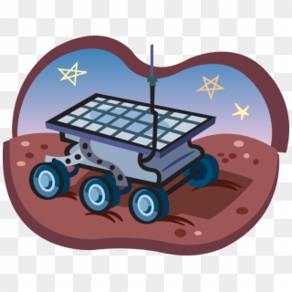 Cartoon Illustration Of Six-wheeled Rover On The Surface, HD Png Download
