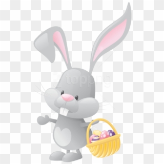 Free Png Download Easter Bunny With Basket Transparent - Easter Bunny With Basket Clip Art, Png Download