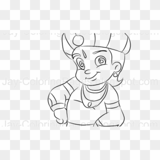 Jayline Art, Coloring Pages, Pencil Drawings Gallery - Chota Bheem And Krishna Drawing, HD Png Download