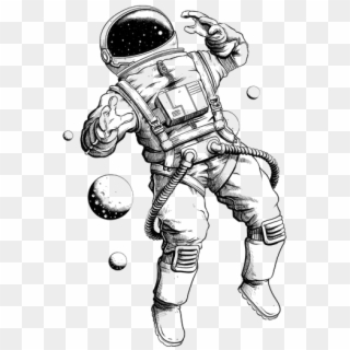 Tattoo Pencil Illustration Astronaut Drawing Hand-painted - Astronaut Line Drawing, HD Png Download