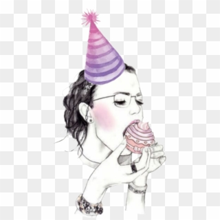 Girl Eating Cupcake Illustration, HD Png Download