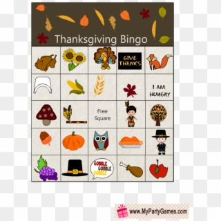 Free Printable Thanksgiving Bingo Game Cards - Peintable Thanksgiving Bingo Cards, HD Png Download