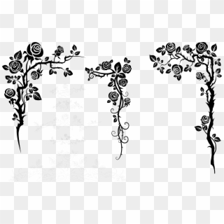 Flower Vine Silhouette - Nature Border Design Drawing, HD Png Download