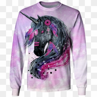 3d Unicorn In The Galaxy Background Full Print T Shirt, HD Png Download