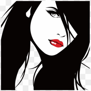 Illustration Beautiful Lips Transprent Png Free Download - Silhouette Girl Face Vector, Transparent Png