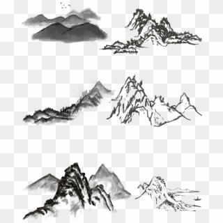 Landscape Chinese Painting Freehand Brush Black White, HD Png Download