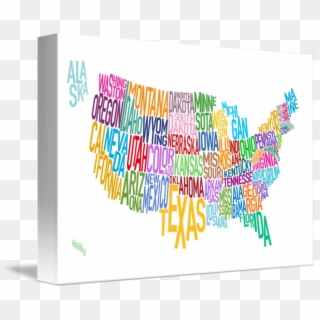 United States Text Map By Michael Tompsett, - United States, HD Png Download