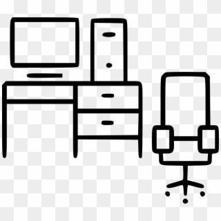 Furniture Clipart Computer Desk - Office Furniture Clip Art, HD Png Download