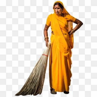 Women Withthe Broomstick Sweaper Cleaning India Swatchbarath - Indian People Png, Transparent Png