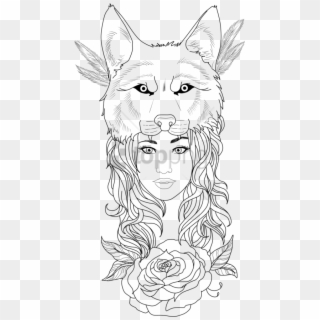Free Png Wolf Girl Tattoo Designs Png Image With Transparent - Wolf Tattoo Designs For Girls, Png Download