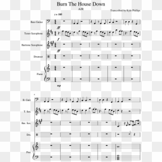 Burn The House Down Sheet Music For Piano, Bass, Tenor - Sheet Music, HD Png Download