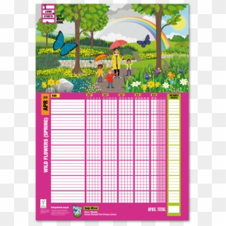 April 2019 Wow Wallchart Wild Flowers - Floral Design, HD Png Download