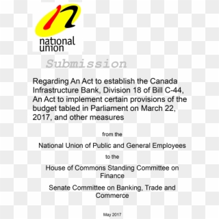 Nupge Submission On Bill C44 May 19 2017-1, HD Png Download