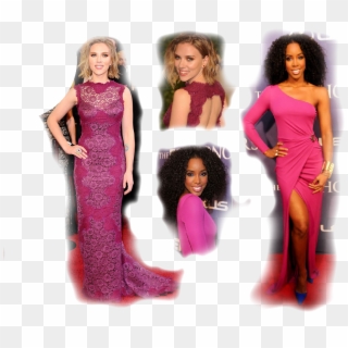 Fuchsia Long Dress,scarlett Johansson Vs Kelly Rowland - Kelly Rowland Curly Hair, HD Png Download