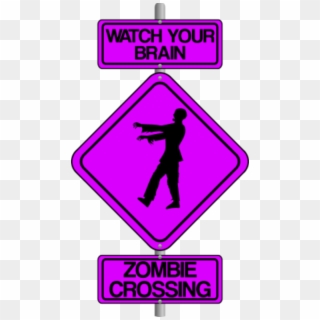 Zombie Crossing The Street Comic Traffic Sign, HD Png Download