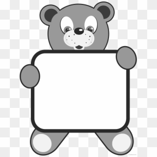 Teddy Bear Animal Free Black White Clipart Images Clipartblack - Cute 2018 Calendar October, HD Png Download
