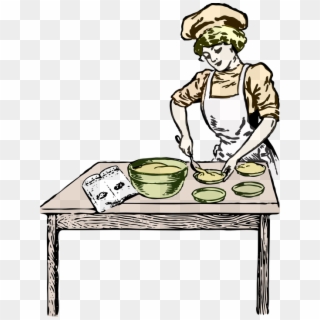 Woman Baking Bakery Cooking Kitchen Food Girl - Baker Clipart Black And White, HD Png Download