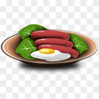 Hotdogs Fried Egg On A Plate X - Hotdogs And Egg Cartoon, HD Png Download