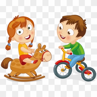 Tricycle Clipart Toddler Bike - Childrens Play Cartoon, HD Png Download