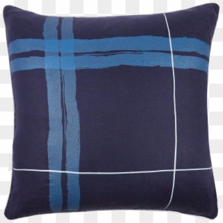 Brushstroke Plaid 22 Pillow Navy Blue Chairish Dark - Cushion, HD Png Download