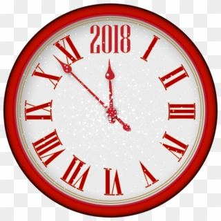 2018 New Year Red Clock Tree Png Clip Art - New Year 2019 Clock Png, Transparent Png