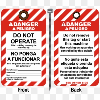 Bilingual Danger Do Not Operate Tag - Lock Out Tag Out Tag, HD Png Download