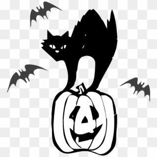Halloween Black Cat Vector Free Png Transparent Image - Halloween Black Cat Clipart Black And White, Png Download