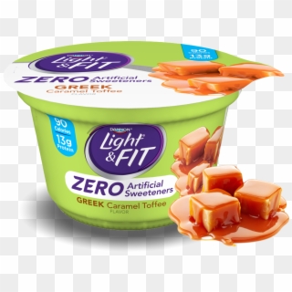 Caramel Toffee Greek Nonfat Yogurt - Dannon Light And Fit Zero Artificial Sweeteners Upc, HD Png Download