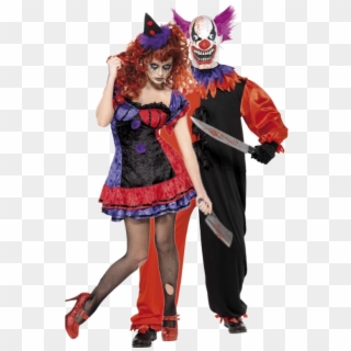 Scary Couple Clown Costumes Sc 1 St Meningrey - Clown Couple Halloween Costume, HD Png Download