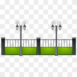 Free Png Download Metal Fence With Streetlights Clipart - Street Fence Png, Transparent Png