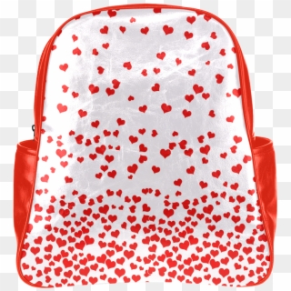 Red Falling Hearts On Pink Multi-pockets Backpack - Bag, HD Png Download