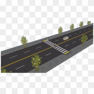 This Rendering Shows A Four-lane Road With A Midblock, HD Png Download