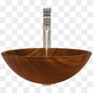 628 Wood Grain Glass Vessel Bathroom Sink Wood Vessel - Wood Bowl Sink Bathroom, HD Png Download