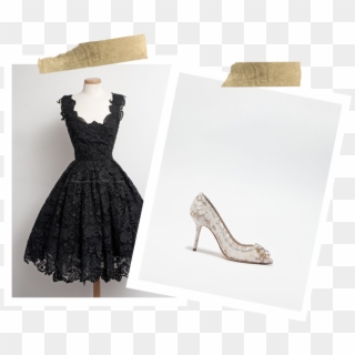 Black Lace Dress And Lace Pump Collage, HD Png Download