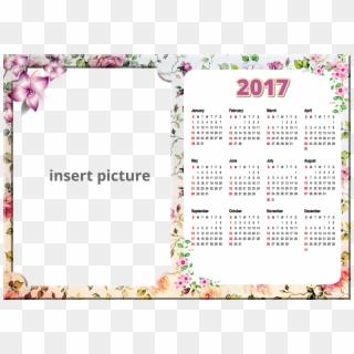 Calendar Vintage Floral 2017 Png Frame, Transparent Png