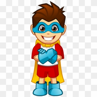 Cartoon Smiling Superhero Boy With Arms Crossed, HD Png Download
