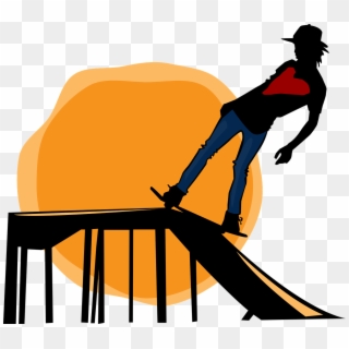 Skater Skateboard Sunset Sun Ramp Silhouette - Skatepark Clipart, HD Png Download