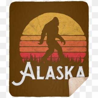 Retro Alaska Bigfoot Silhouette Sun Believe Large Fleece - Skateboarding, HD Png Download