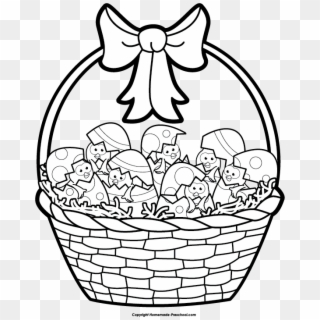 Cute Spring Easter Basket Drawing Cartoon Easter Basket - Drawings Of Easter Baskets, HD Png Download