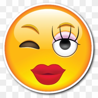 Girly Smiley Face Emoji Vinyl Die Cut Sticker - Emoji Smile Girl, HD Png Download