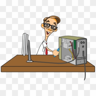Pc Clipart Computer Nerd - Someone Fixing A Computer, HD Png Download