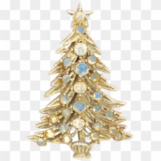 Hollycraft White Christmas Tree Pin Brooch Found At, HD Png Download
