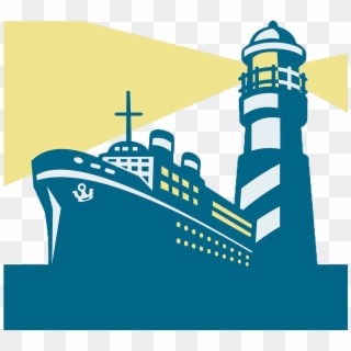 Cargo Ship Lighthouse Boat Clip Art, HD Png Download