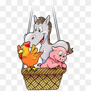 This Free Icons Png Design Of Farm's Animals In A Balloon - Red Hot Air Balloon Cartoon, Transparent Png