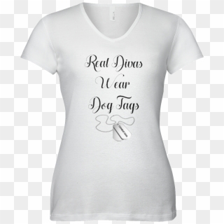 Real Divas Wear Dog Tags V Neck Fine Jersey T Shirt, HD Png Download